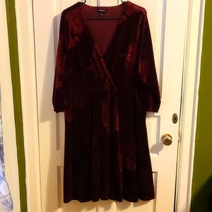 Red velvet holiday wrap dress